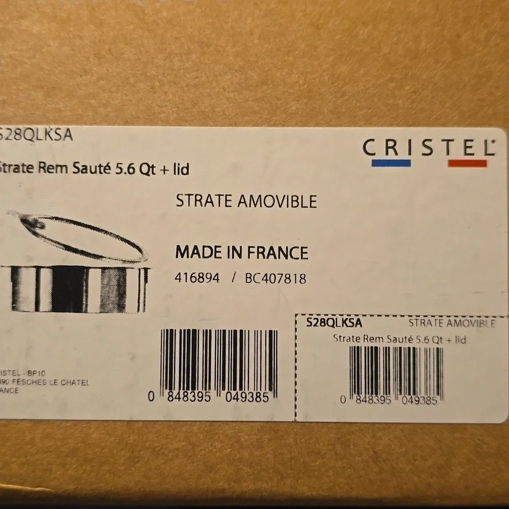 Cristel Stainless Steel Strate Rem Saute 5.5 Qt. + Lid, Retail Price $439.95US